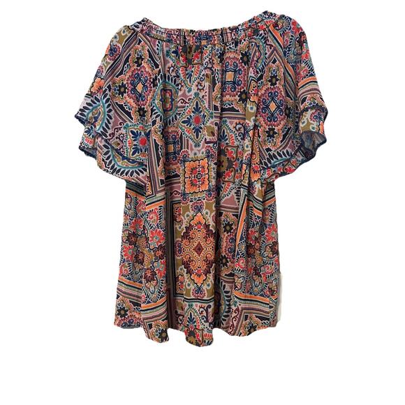 Democracy Blouse Womens 3X Multicolor Multi Design Sheer Boho Top - Picture 2 of 9
